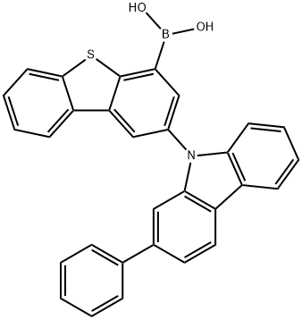 2-(2-PHENYL-9H-CARBAZOL-9-YL)DIBENZOTHIOPHENE-4-BORONIC ACID 结构式