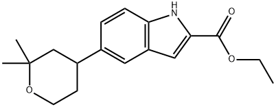 Ethyl 5-(2,2-dimethyltetrahydro-2H-pyran-4-yl)-1H-indole-2-carboxylate 化学構造式