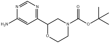 tert-butyl 2-(6-aminopyrimidin-4-yl)morpholine-4-carboxylate 化学構造式