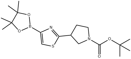 tert-butyl 3-(4-(4,4,5,5-tetramethyl-1,3,2-dioxaborolan-2-yl)thiazol-2-yl)pyrrolidine-1-carboxylate Structure