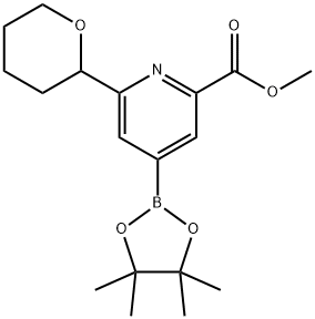 methyl 6-(tetrahydro-2H-pyran-2-yl)-4-(4,4,5,5-tetramethyl-1,3,2-dioxaborolan-2-yl)picolinate 结构式