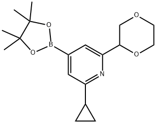2-cyclopropyl-6-(1,4-dioxan-2-yl)-4-(4,4,5,5-tetramethyl-1,3,2-dioxaborolan-2-yl)pyridine Structure
