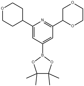 2-(Oxan-4-yl)-6-(1,4-dioxan-2-yl)pyridine-4-boronic acid pinacol ester Struktur