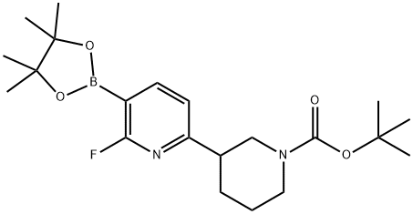 tert-butyl 3-(6-fluoro-5-(4,4,5,5-tetramethyl-1,3,2-dioxaborolan-2-yl)pyridin-2-yl)piperidine-1-carboxylate Structure
