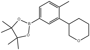 4,4,5,5-tetramethyl-2-(4-methyl-3-(tetrahydro-2H-pyran-3-yl)phenyl)-1,3,2-dioxaborolane Struktur