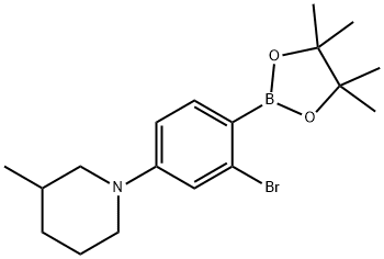 2-Bromo-4-(3-methylpiperidin-1-yl)phenylboronic acid pinacol ester Structure