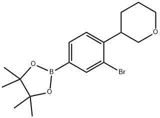 2-(3-bromo-4-(tetrahydro-2H-pyran-3-yl)phenyl)-4,4,5,5-tetramethyl-1,3,2-dioxaborolane 结构式