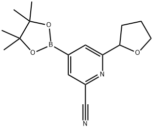 2-Cyano-6-(Oxolan-2-yl)pyridine-4-boronic acid pinacol ester 结构式