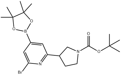 2-Bromo-6-(N-Boc-Pyrrolidin-3-yl)pyridine-4-boronic acid pinacol ester 结构式