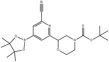 2-Cyano-6-(N-Boc-morpholin-2-yl)pyridine-4-boronic acid pinacol ester Structure