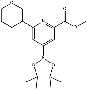 methyl 6-(tetrahydro-2H-pyran-3-yl)-4-(4,4,5,5-tetramethyl-1,3,2-dioxaborolan-2-yl)picolinate Structure
