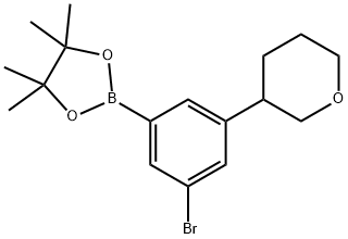 2-(3-bromo-5-(tetrahydro-2H-pyran-3-yl)phenyl)-4,4,5,5-tetramethyl-1,3,2-dioxaborolane Structure