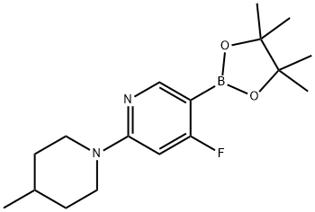 4-Fluoro-2-(4-methylpiperidin-1-yl)pyridine-5-boronic acid pinacol ester 化学構造式