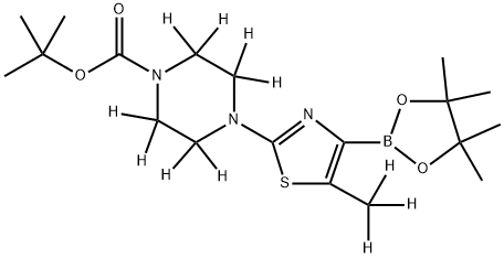 [5-Methyl-2-(N-Boc-piperazin-1-yl)-d11]-thiazole-4-boronic acid pinacol ester 化学構造式