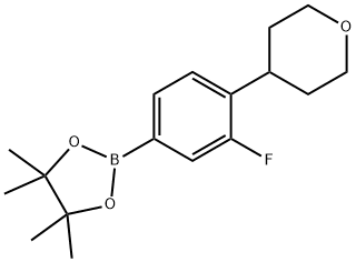 2-(3-fluoro-4-(tetrahydro-2H-pyran-4-yl)phenyl)-4,4,5,5-tetramethyl-1,3,2-dioxaborolane Structure