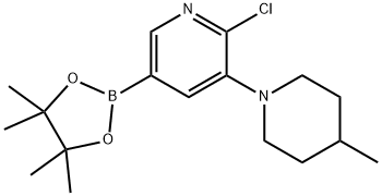 6-Chloro-5-(4-methylpiperidin-1-yl)pyridine-3-boronic acid pinacol ester 化学構造式