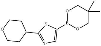 2-(Oxan-4-yl)thiazole-5-boronic acid neopentylglycol ester Structure