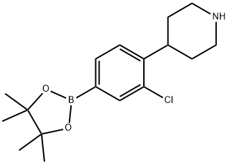 4-(2-chloro-4-(4,4,5,5-tetramethyl-1,3,2-dioxaborolan-2-yl)phenyl)piperidine 化学構造式