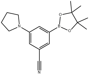 3-(pyrrolidin-1-yl)-5-(4,4,5,5-tetramethyl-1,3,2-dioxaborolan-2-yl)benzonitrile Struktur