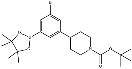 3-Bromo-5-(N-Boc-piperidin-4-yl)phenylboronic acid pinacol ester Struktur