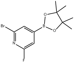 2-Fluoro-6-bromopyridine-4-boronic acid pinacol ester 化学構造式