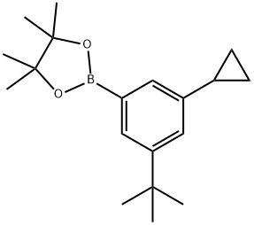 3-(Cyclopropyl)-5-(tert-butyl)phenylboronic acid pinacol ester 化学構造式
