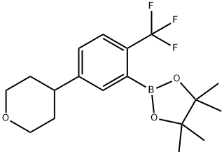 4,4,5,5-tetramethyl-2-(5-(tetrahydro-2H-pyran-4-yl)-2-(trifluoromethyl)phenyl)-1,3,2-dioxaborolane 化学構造式