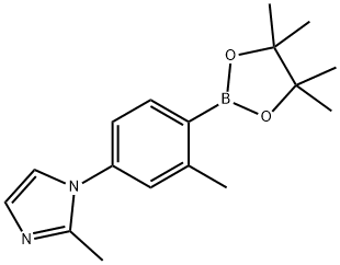 2-Methyl-4-(2-methylimidazol-1-yl)phenylboronic acid pinacol ester 化学構造式