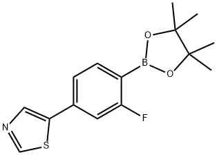 4-(Thiazol-5-yl)-2-fluorophenylboronic acid pinacol ester,2223043-18-1,结构式