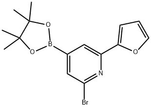 2-Bromo-6-(2-furyl)pyridine-4-boronic acid pinacol ester 结构式