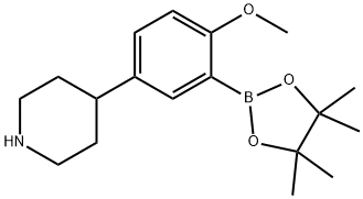 4-(4-methoxy-3-(4,4,5,5-tetramethyl-1,3,2-dioxaborolan-2-yl)phenyl)piperidine Struktur