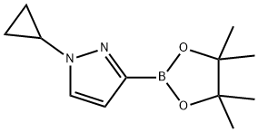 1-cyclopropyl-3-(4,4,5,5-tetramethyl-1,3,2-dioxaborolan-2-yl)-1H-pyrazole 化学構造式