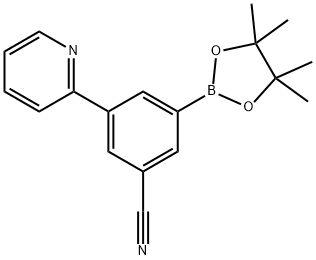 3-(pyridin-2-yl)-5-(4,4,5,5-tetramethyl-1,3,2-dioxaborolan-2-yl)benzonitrile Struktur