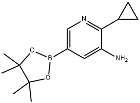 2-cyclopropyl-5-(4,4,5,5-tetramethyl-1,3,2-dioxaborolan-2-yl)pyridin-3-amine,2223049-58-7,结构式