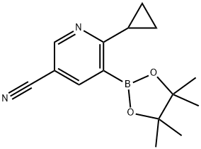 2-Cyclopropyl-5-cyanopyridine-3-boronic acid pinacol ester,2223052-02-4,结构式
