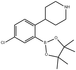 4-(4-chloro-2-(4,4,5,5-tetramethyl-1,3,2-dioxaborolan-2-yl)phenyl)piperidine Struktur