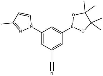3-(3-methyl-1H-pyrazol-1-yl)-5-(4,4,5,5-tetramethyl-1,3,2-dioxaborolan-2-yl)benzonitrile 化学構造式