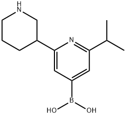 2-(iso-Propyl)-6-(piperidin-3-yl)pyridine-4-boronic acid 化学構造式