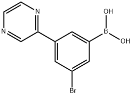 3-(Pyrazin-2-yl)-5-bromophenylboronic acid Structure