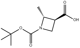 trans-(2R,3S)-1-(tert-butoxycarbonyl)-2-methylazetidine-3-carboxylic acid Structure