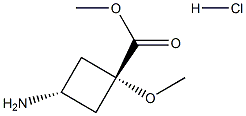 methyl trans-3-amino-1-methoxycyclobutane-1-carboxylate hydrochloride 化学構造式