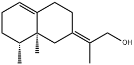 1-Propanol, 2-[(8R,8aS)-3,4,6,7,8,8a-hexahydro-8,8a-dimethyl-2(1H)-naphthalenylidene]-, (2E)- Struktur
