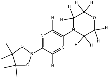 4-(5-(4,4,5,5-tetramethyl-1,3,2-dioxaborolan-2-yl)pyrazin-2-yl-3,6-d2)morpholine-2,2,3,3,5,5,6,6-d8 Struktur