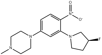 (S)-1-(3-(3-fluoropyrrolidin-1-yl)-4-nitrophenyl)-4-methylpiperazine 结构式