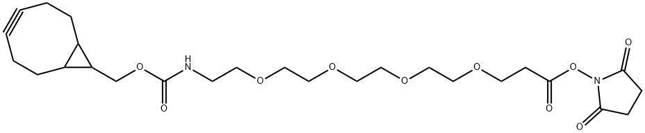 5,8,11,14-Tetraoxa-2-azaheptadecanedioic acid, 1-(bicyclo[6.1.0]non-4-yn-9-ylmethyl) 17-(2,5-dioxo-1-pyrrolidinyl) ester, 2252422-32-3, 结构式