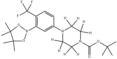 tert-butyl 4-(3-(4,4,5,5-tetramethyl-1,3,2-dioxaborolan-2-yl)-4-(trifluoromethyl)phenyl)piperazine-1-carboxylate-2,2,3,3,5,5,6,6-d8,2256704-15-9,结构式