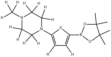 1-(methyl-d3)-4-(5-(4,4,5,5-tetramethyl-1,3,2-dioxaborolan-2-yl)thiophen-2-yl-3,4-d2)piperazine-2,2,3,3,5,5,6,6-d8 Structure