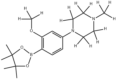 1-(3-(methoxy-d3)-4-(4,4,5,5-tetramethyl-1,3,2-dioxaborolan-2-yl)phenyl)-4-(methyl-d3)piperazine-2,2,3,3,5,5,6,6-d8,2256704-60-4,结构式