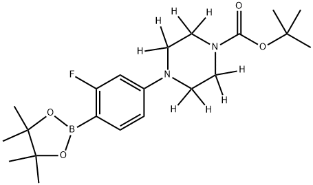 tert-butyl 4-(3-fluoro-4-(4,4,5,5-tetramethyl-1,3,2-dioxaborolan-2-yl)phenyl)piperazine-1-carboxylate-2,2,3,3,5,5,6,6-d8 Structure