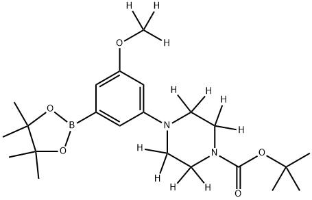 tert-butyl 4-(3-(methoxy-d3)-5-(4,4,5,5-tetramethyl-1,3,2-dioxaborolan-2-yl)phenyl)piperazine-1-carboxylate-2,2,3,3,5,5,6,6-d8 结构式